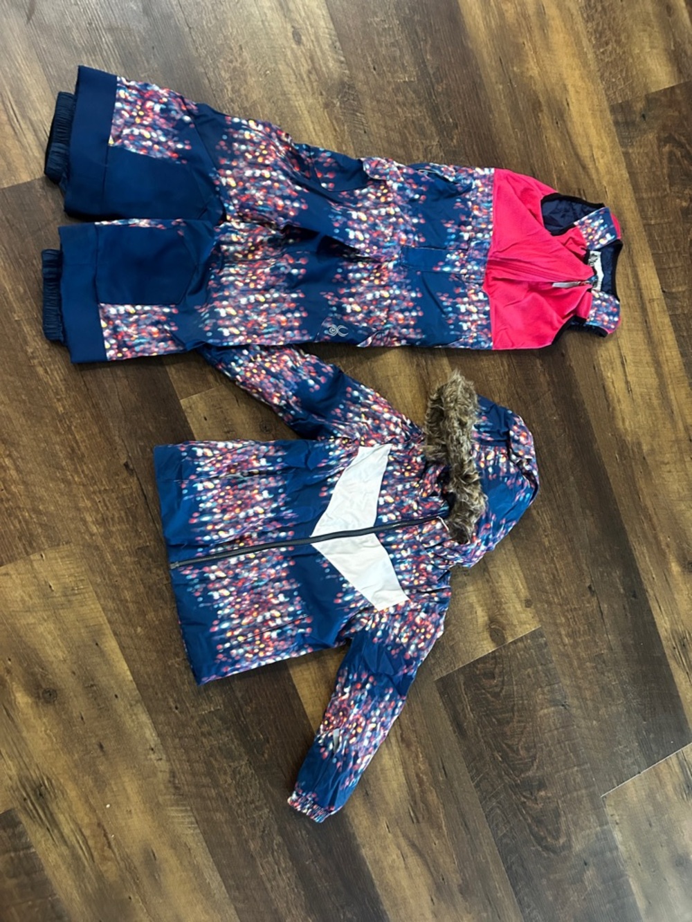 Spyder Girls' Navy & Pink Printed Winter Jacket and Bib Ski / Snow Pants Set 6